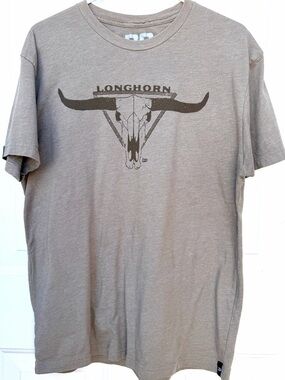 Diesel Power Gear Longhorn Graphic T-Shirt Mens Large Tan Western Skull Tee